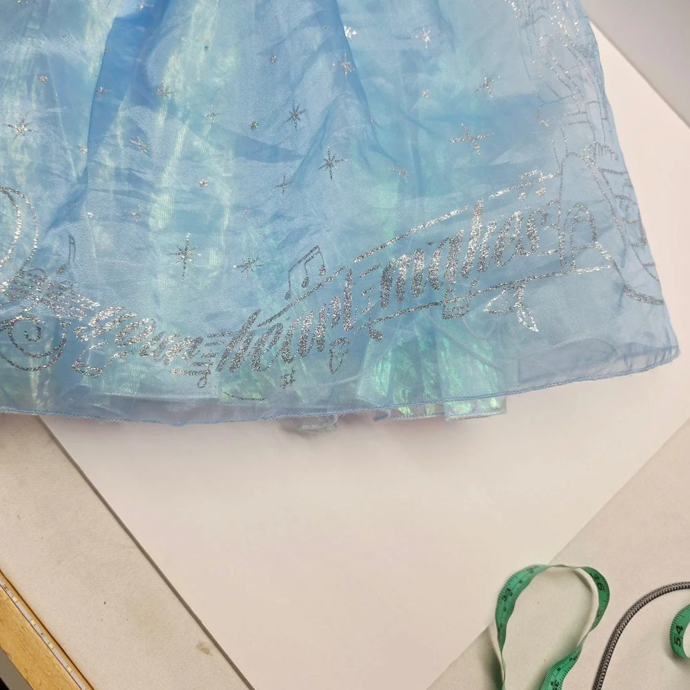 Disney Store Cinderella Costume Dress Kids 5/6 Blue Excellent Sparkly Cameo